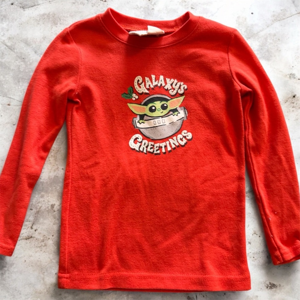 munki munki Red Long Sleeve Tee with Galaxy Greetings